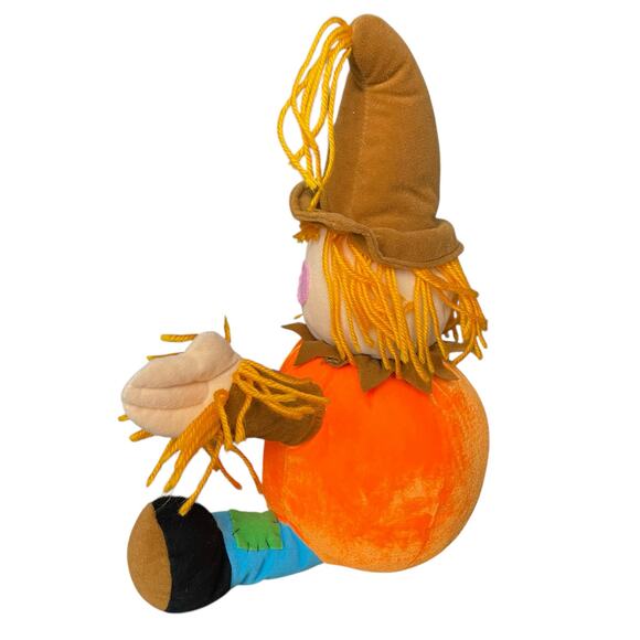 Vintage Scarecrow Doll Plush 15" Pumpkin Body Stuffed Toy Y2K READ - Picture 5 of 16